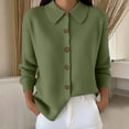 thumbnail image 7 of Sahpxhe Womens Cardigan Sweaters Loose Collared Long Sleeve Button up Knit Cardigan Casual Warm Sweater Coat for Fall Army Green S, 7 of 7
