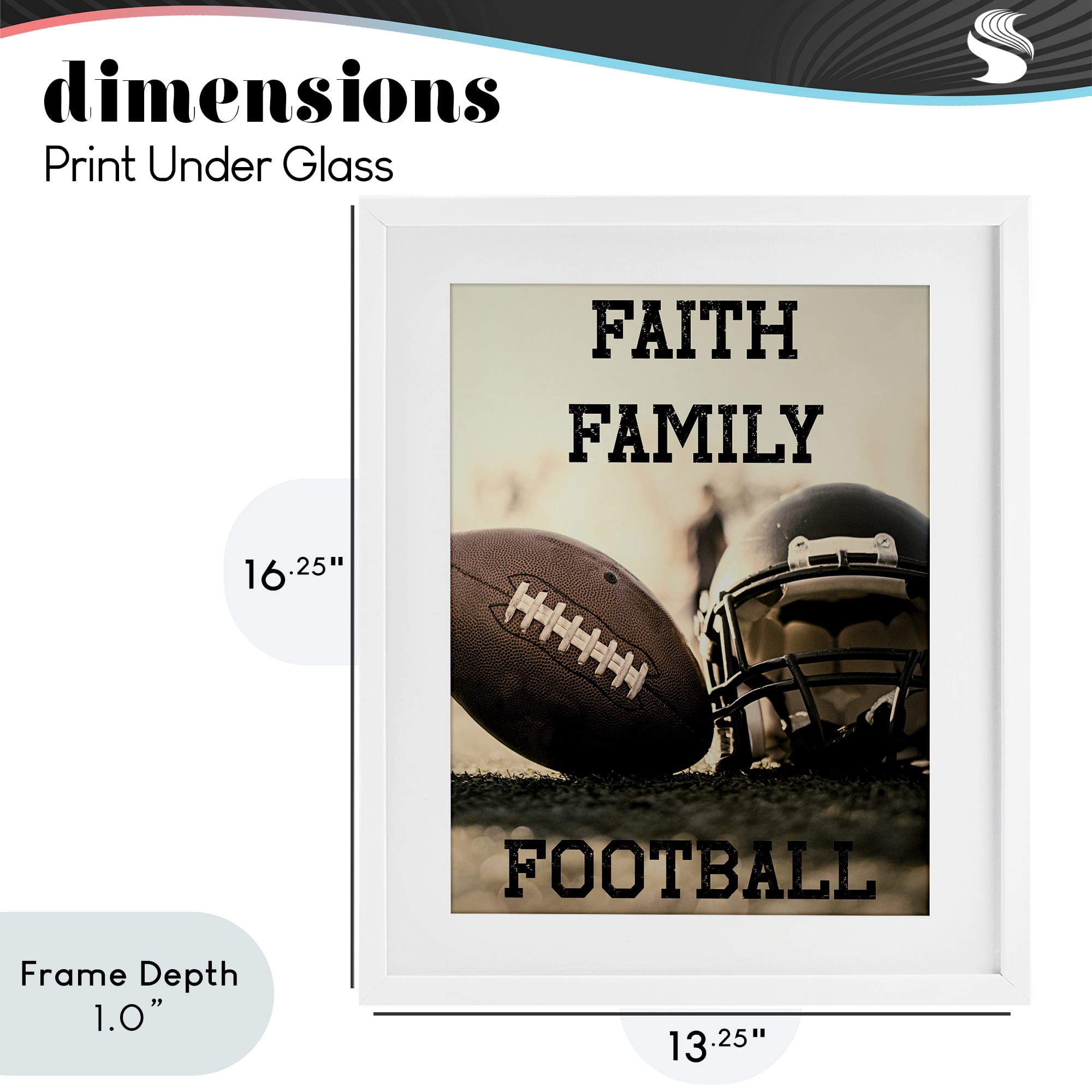 Stupell Industries Faith Family Football White Framed Print Under Glass, design by Jesse Keith