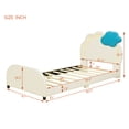 thumbnail image 4 of DreamBuck Upholstered Platform Bed, Twin Size Velvet Fabric Wood Bed Frame with Cloud-Shaped Headboard and Light Stripe, Cute Bed Frame for Bedroom, Dorm, Twin Bed Frame for Boys, Girls, Beige, 4 of 9
