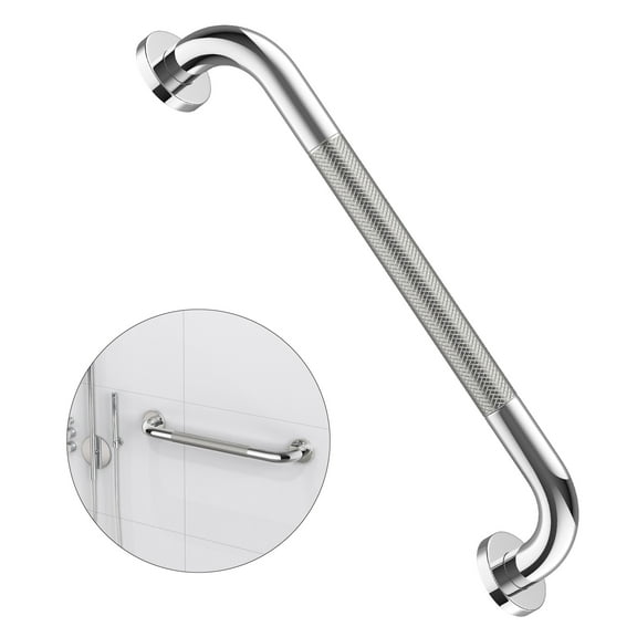 16 Inch Anti Slip Shower Grab Bar Handle, ZUEXT Chrome Finish Stainless Steel Bathroom Grab Bar, Knurled Bathroom Balance Bar,Safety Hand Rail Support,Handicap Elderly Injury Senior Assist Bath Handl