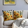 thumbnail image 3 of Sunflower Pillow Covers 18x18 Set of 2 Yellow Floral Butterfly Spring Summer Buffalo Plaid Outdoor Decorative Throw Pillows Farmhouse Pillowcases Linen Cushion Case Decor for Home Sofa Couch Bed, 3 of 6