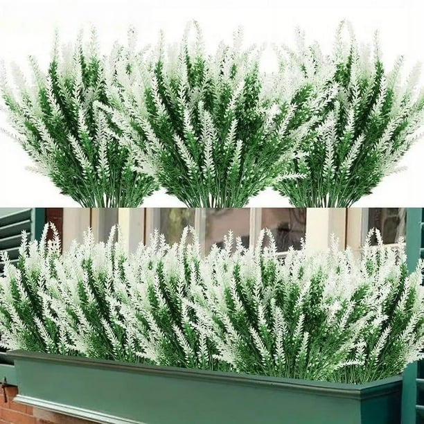 Xiao Hua 12 manojos de flores artificiales de lavanda y plástico morado (blanco)