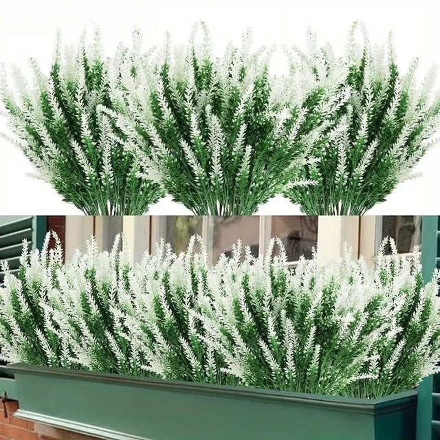 Xiao Hua 12 manojos de flores artificiales de lavanda y plástico morado (blanco)