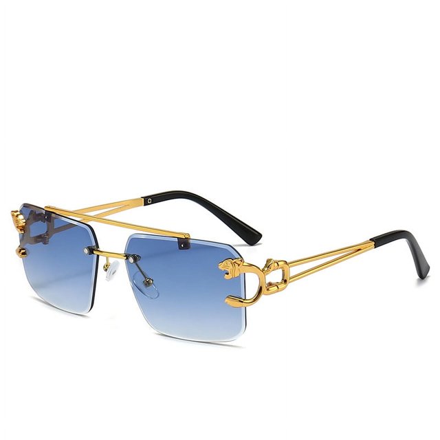 Gafas De Sol cuadradas De lujo para hombre y mujer, lentes De Sol sin montura Vintage De diseñador De marca, gafas De Sol Retro a la moda para hombre y mujer