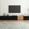 thumbnail image 2 of Multi - use TV stand with classic faux marble and walnut for 88'' TVs provides flexible placement, 2 of 6