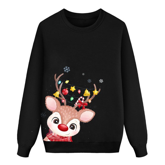 Christmas Family Matching Sweatshirt Casual Long Sleeve Pullover Letter Printed Lightweight Outfit Holiday