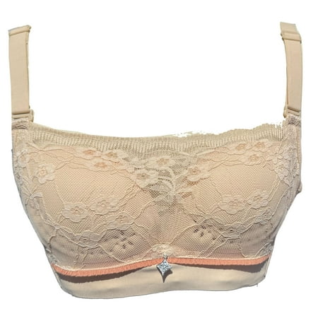 BIMEI Women Mastectomy Bra Breast Prosthesis with Pockets Wirefree Comfort Everyday Bra 2438,Beige,36 for B/C