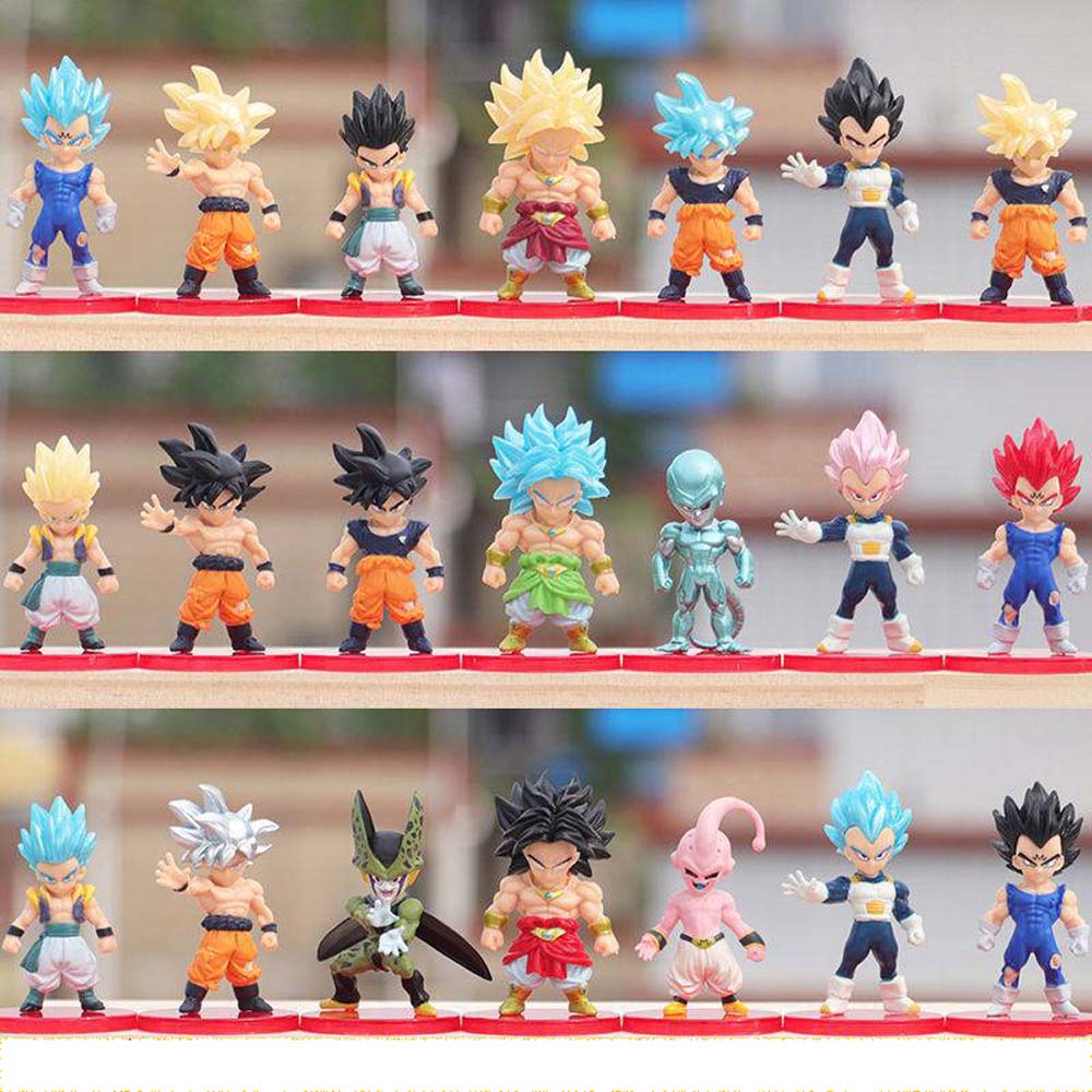 Qzbon Dragon Ball Z Son Goku Vegeta Action Figures 7-8cm Pvc Toys 21pcs 