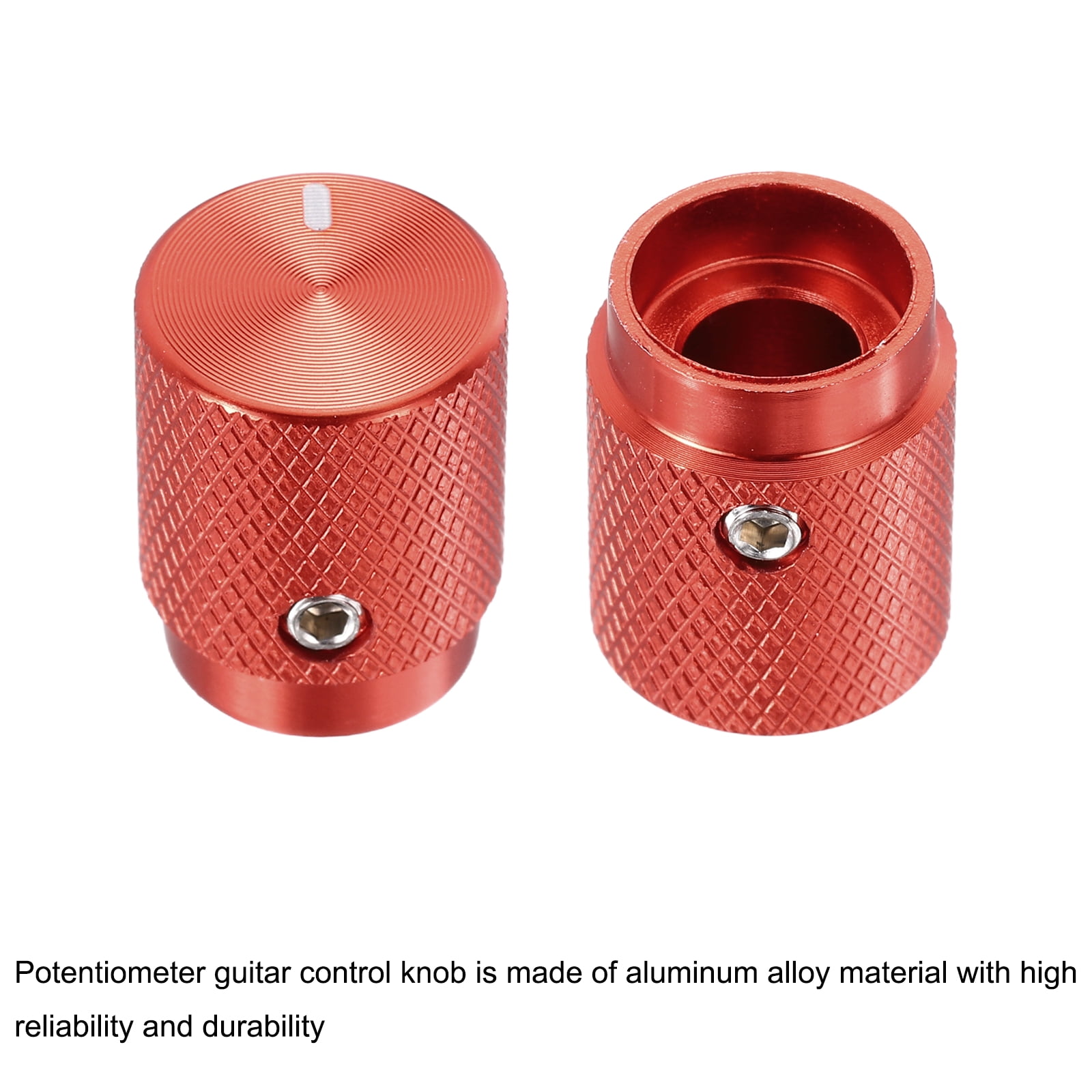 Uxcell 8 Pcs Aluminium Potentiometer Knobs, 1/4"(6mm) IDx1/2"(12.5mm) ODx5/8"(16mm) Height Universal Volume Tone Control Knobs for Guitar, Bass, Oval Indicator, Red