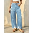 thumbnail image 2 of Women Barrel Leg Casual Jeans Loose Copped Ripped Denim Pants, 2 of 6