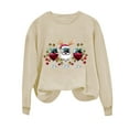 thumbnail image 5 of asdoklhq Festive Long Sleeve Pullover Women's Round Neck Christmas Printed Sweatshirt Long Sleeved Top Sweatshirt Khaki XL, 5 of 7