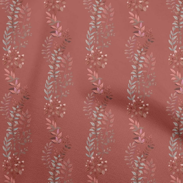 oneOone Tissu Tabby en Soie Rouge Feuilles Matériel de Robe Tissu Imprimé Tissu au Mètre 42 Pouces de Large