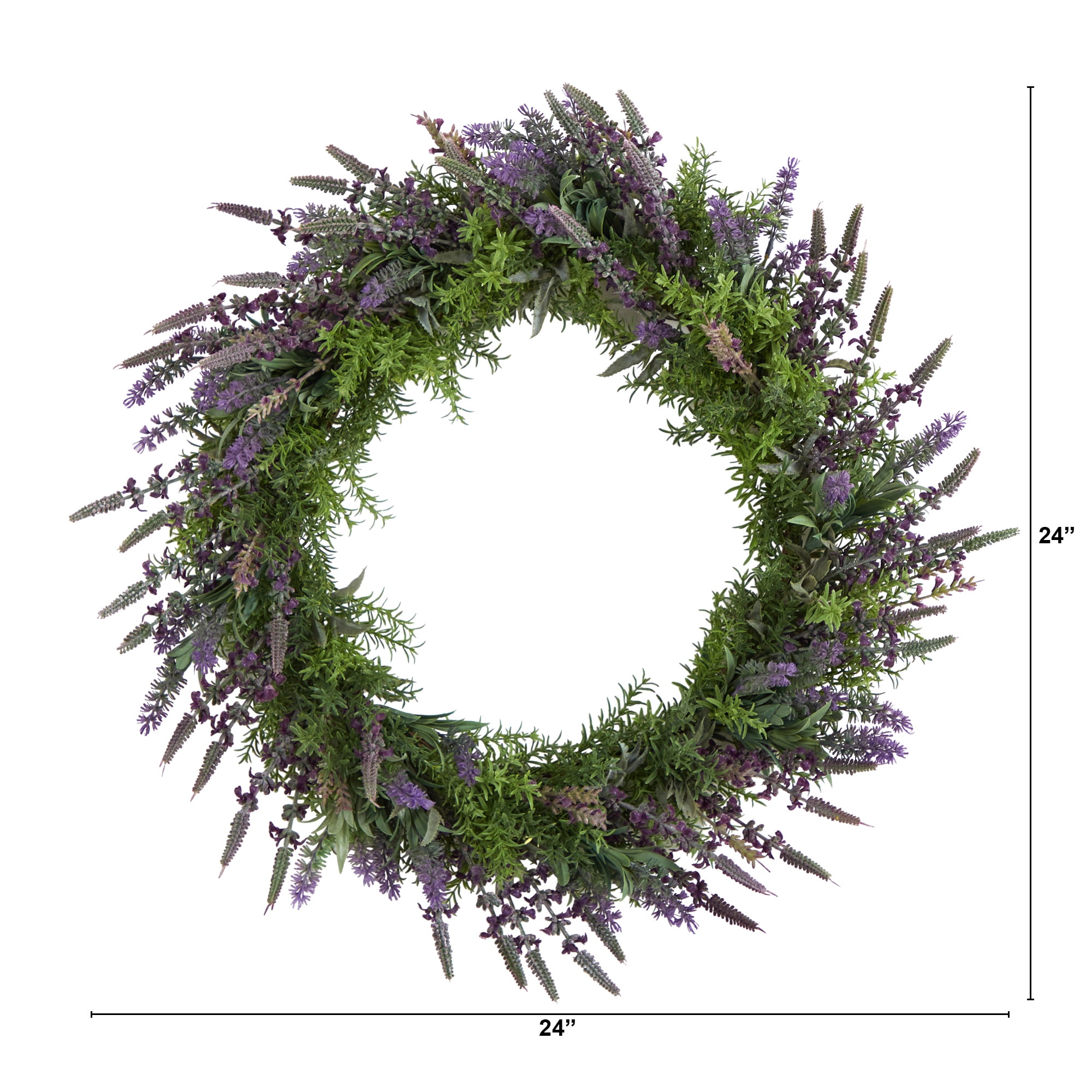 Nearly Natural 24" Lavender Artificial Wreath, Green