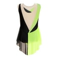 thumbnail image 6 of Aiihoo Kids Girls Shiny Rhinestone Mesh Leotard Splice Figure Skating Jumpsuit Gymnastics Leotard Dress Fluorescent Yellow 12, 6 of 7