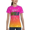 thumbnail image 2 of Ben Azelart Stay Wild Kids T-Shirt 3d Printed Graphic T-Shirts Boys And Girls Short Sleeve Shirts For Youth Kids X-Small, 2 of 7