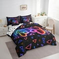 thumbnail image 3 of Castle Fairy Abstract Gamer Twin Bedding Sets 7-Piece for Female Men,Gradient Ombre Gamepads Bedding Comforter Set Microfiber,Video Game Breathable Sheet Sets,Breathable Home Decor,Reversible, 3 of 8
