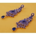thumbnail image 3 of Sunsoul by Touchstone "Hollywood Glamour Oscar Collection " Indian Attractive Paisley Motif Filigree Blue Designer Bridal Jewelry Long Chandelier Earrings In Antique Gold Tone For Women., 3 of 4