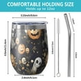 thumbnail image 5 of 12oz Stemless Wine Tumblers Nightmare Before Christmas Halloween Pattern Vacuum Insulated Stainless Steel Travel Tumbler Cups Mug with Lid and Straw for Champaign,Cocktail,Beer with Cleaning Brush, 5 of 5