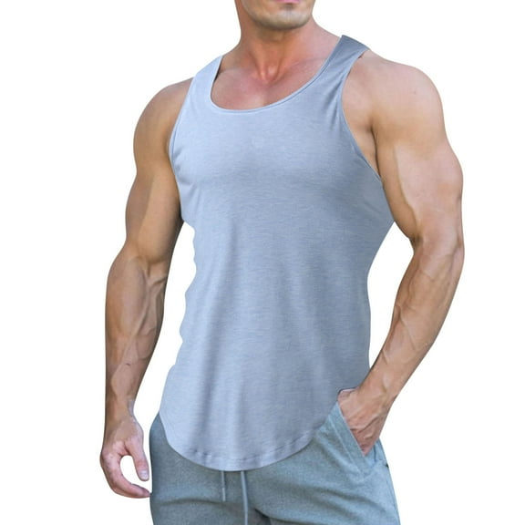 Krdevn Men Spring Summer Casual Beach O Neck Solid Sleeveless Tank Tops Blouse,Tank Tops Men,XXL