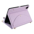 thumbnail image 5 of Case for iPad Air 13 2024/Pro 12.9 2022/2021/2020/2018, Folio Stand PU Leather Crossbody Strap Cover with Shoulder Strap, Multi-Card Slots Zipper Pocket Pen Slot Envelope Pocket Wallet Case, Purple, 5 of 11