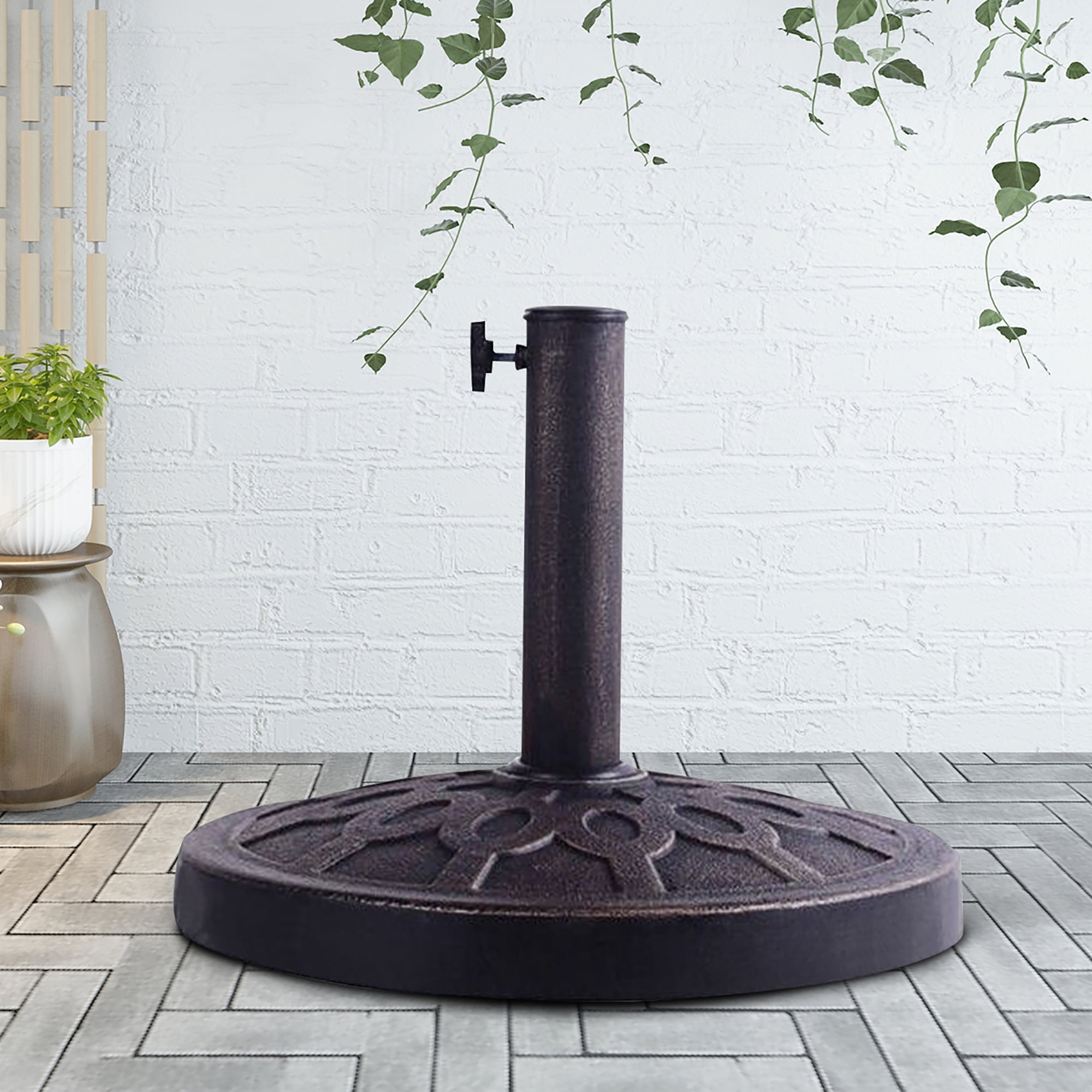 Costway 17.5'' Umbrella Base Stand Market Patio Standing Outdoor Living Heavy Duty (Round)