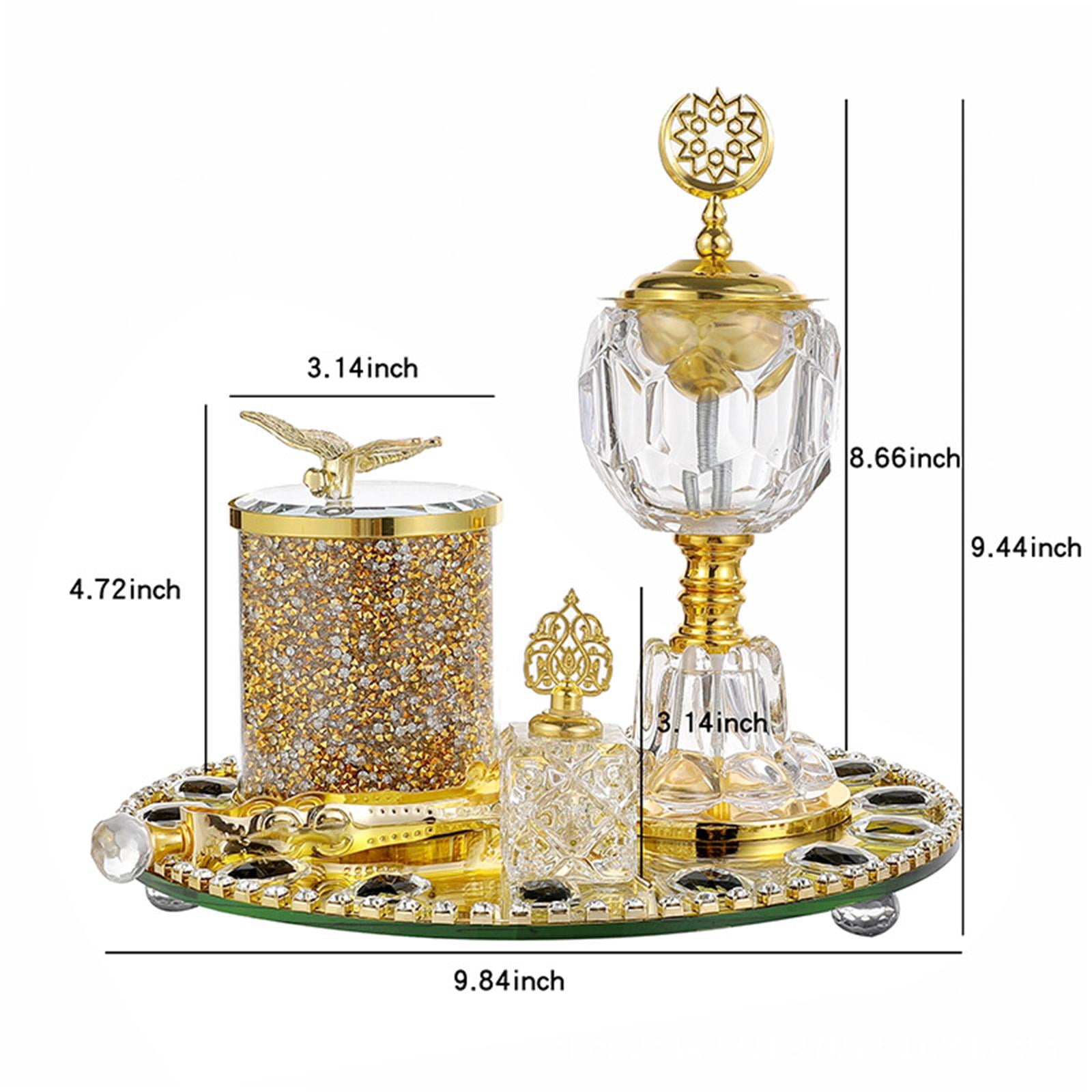 WLPZXP Arabic Incense Burner Set, Incense Holder, Centerpiece Ornament, Clear Glass for