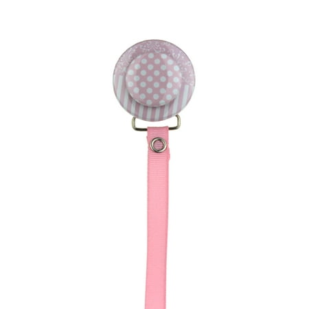 Layette Damask Stripes & Polka Dot 3D Pacifier Clip
