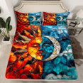 thumbnail image 2 of Homewish Boho Style Queen Sheet Sets,Bohemian Sun Moon Flat Sheet,Abstract Glass Aesthetic Queen Fitted Sheet For Adults,Breathable Home Decor,4 Pieces, 2 of 7