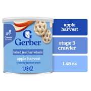 Gerber Snacks for Baby Teether Wheels, Apple Harvest, 1.48 oz Canister