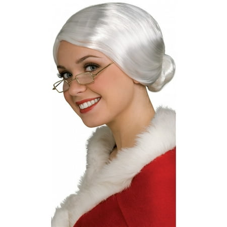Silvery White Mrs Santa Wig Adult Costume Accessory