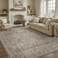 thumbnail image 3 of 9x 12 Washable Area Rug, Non Slip Rugs for Bedroom, Home Office, Farmhouse Distressed Stain Resistant Rugs Large Vintage Oriental Traditional Carpet -Beige, 3 of 12
