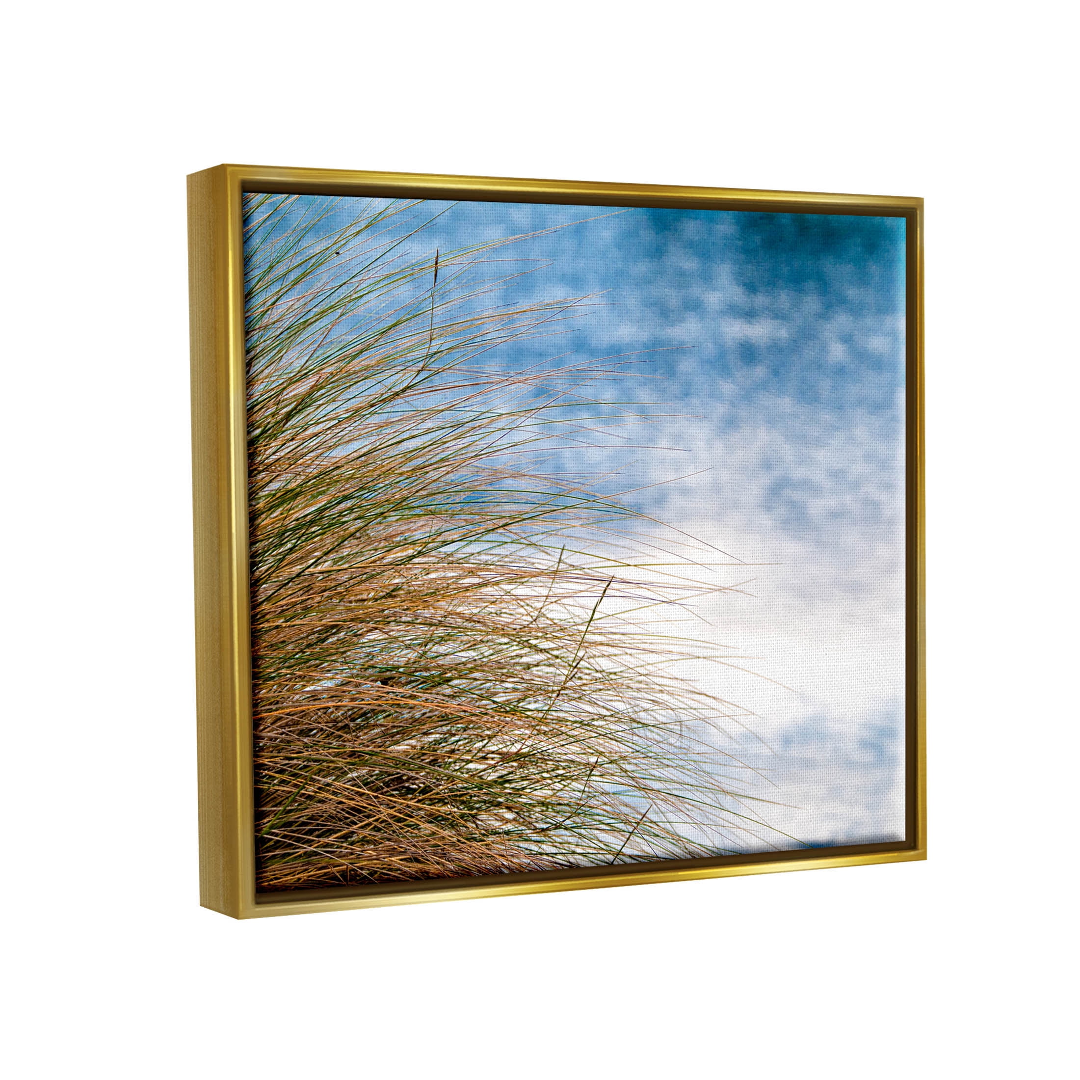 Stupell Industries Summer Beach Reed Grass Photography Photograph Metallic Gold Floating Framed Canvas Print Wall Art, Design by Mary Lou Photography