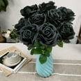 thumbnail image 5 of Asisol 12PCS Artificial Flower Fake Roses with Long Stems for Valentine's Day Wedding Bouquets Centerpieces Bridal Shower Party Home Decor (Black Green), 5 of 7