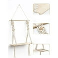 thumbnail image 3 of Hermoso estante de madera, marco, estilo bohemio, marco flotante decorativo, borlas, tejido a mano, sala de estar, baño, soporte para colgar, 3 of 5