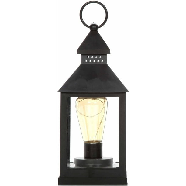 Mainstays 9.5"H Edison Bulb LED Lantern, Black