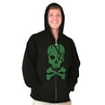 thumbnail image 3 of Irish Skull Crossbones St Pattys Day Zip Up Hoodie Men's Women's Brisco Brands S, 3 of 6
