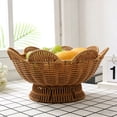 thumbnail image 3 of 12.2 Inch Woven Wicker Bowl with Wavy Edges, Home Decor Storage Basket for Table & Countertop - Brown, 3 of 6