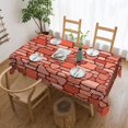 thumbnail image 2 of DouZhe Rectangular Tablecloth, Red Stone Brick Wall Table Cloth for Kitchen Dinning Tabletop, 72" x 54" Waterproof Polyester Table Cover, 2 of 8