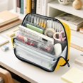 thumbnail image 6 of Standing Pencil Case with Base Large Capacity Stationery Pouch Pen Bag with Zipper for Women Men Confetti and Stars Scattered, 6 of 7