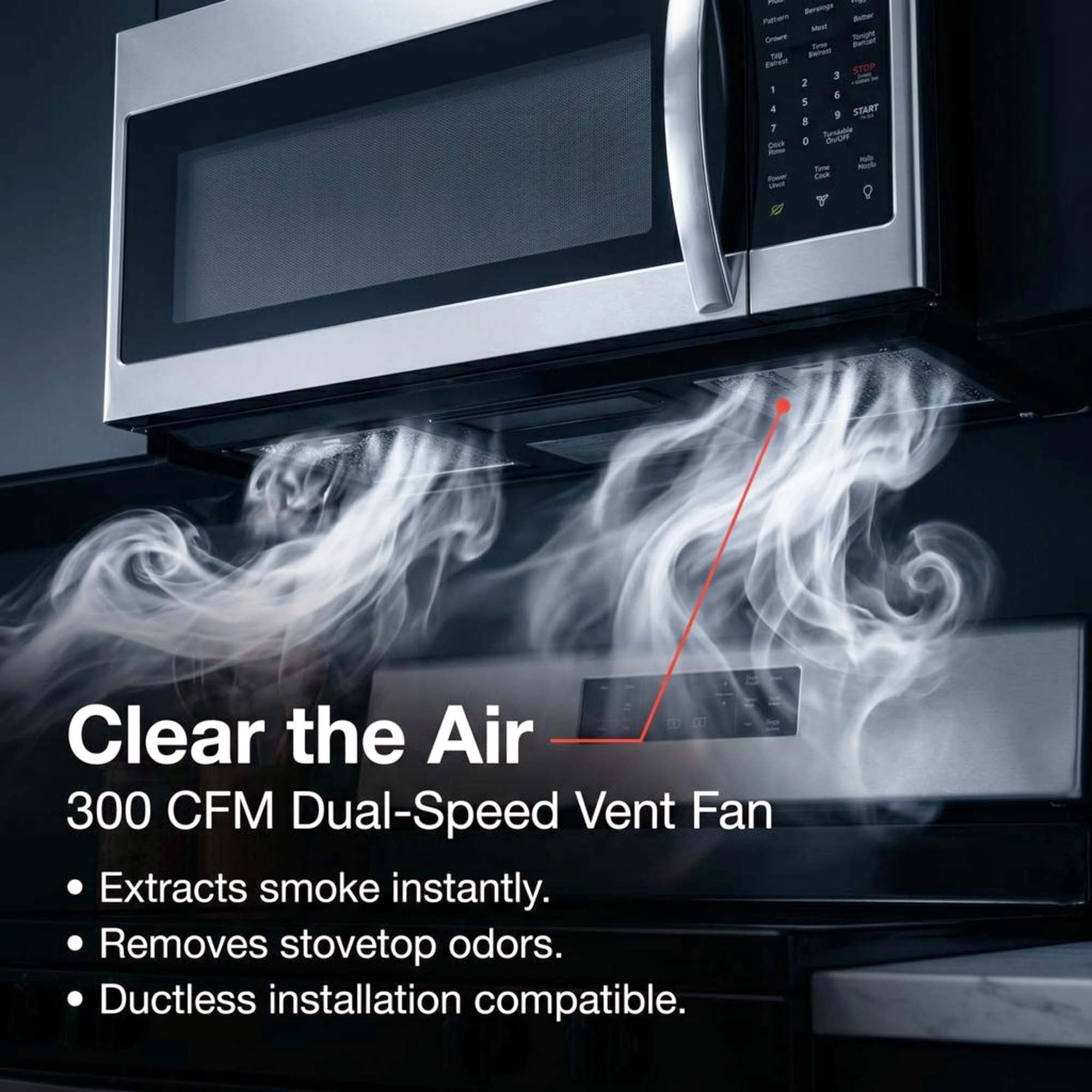 Magnavox 1.7 cu ft 1000 Watt 300 CFM Over the Range Microwave Oven, LED Display  Child Lock, Stainless Steel