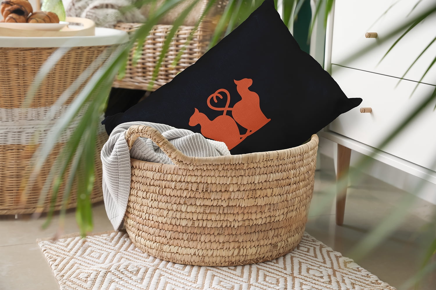 20" x 14" Simply Daisy Halloween Cats Polyester Accent Pillow, Harvest Orange Qty 1