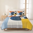 thumbnail image 3 of Quilts Twin XL Size Bedding Set, Orange Blue Yellow Lightweight Quilted Comforter, Geometric Farmhouse Stripes Soft Reversible Bedspread Coverlet with Pillow Covers for All Season, 68" x 98", 3 of 9