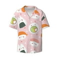thumbnail image 2 of Lsque Cute Sushi print Men's Cuban Collar Short Sleeve Shirt Summer Beachwear Casual Button Down Fashionable Vacation Leisure Shirt-X-Large, 2 of 7