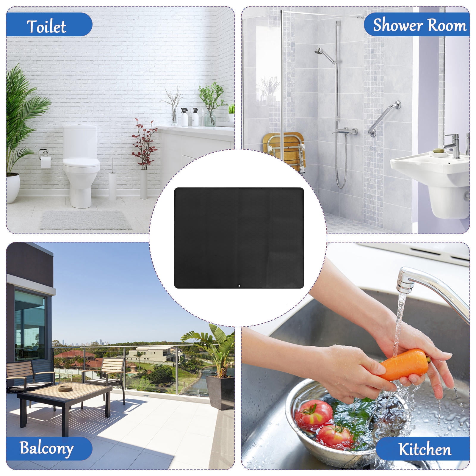Uonlytech Black Rubber Sink Mat, Waterproof and Cuttable for Cabinet Protection