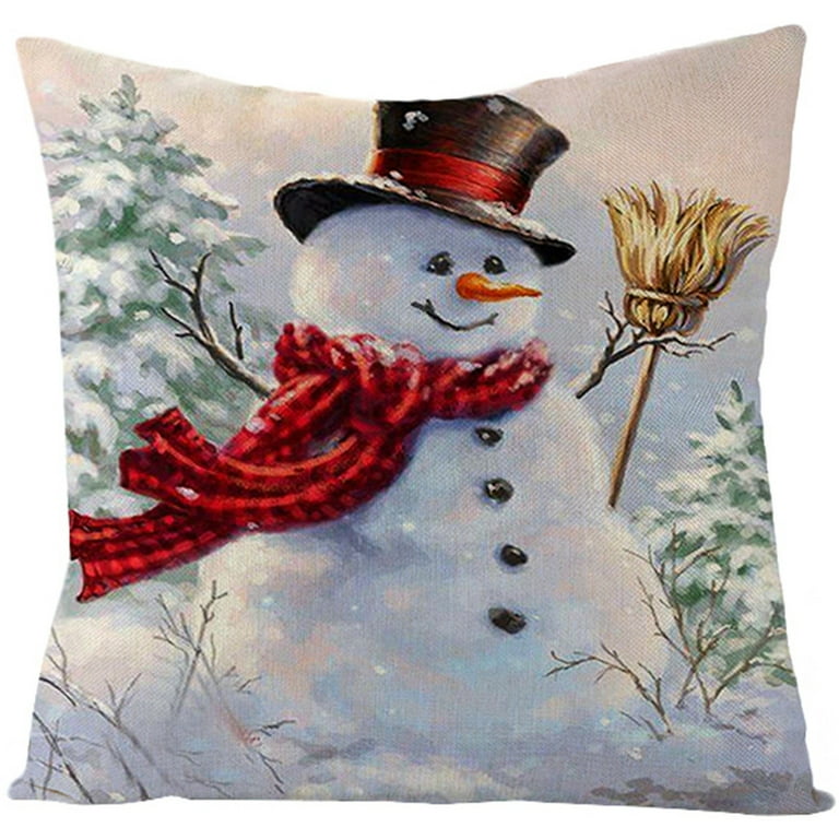 Pillow Case Christmas Cotton Linen Sofa Car Home Waist Cushion