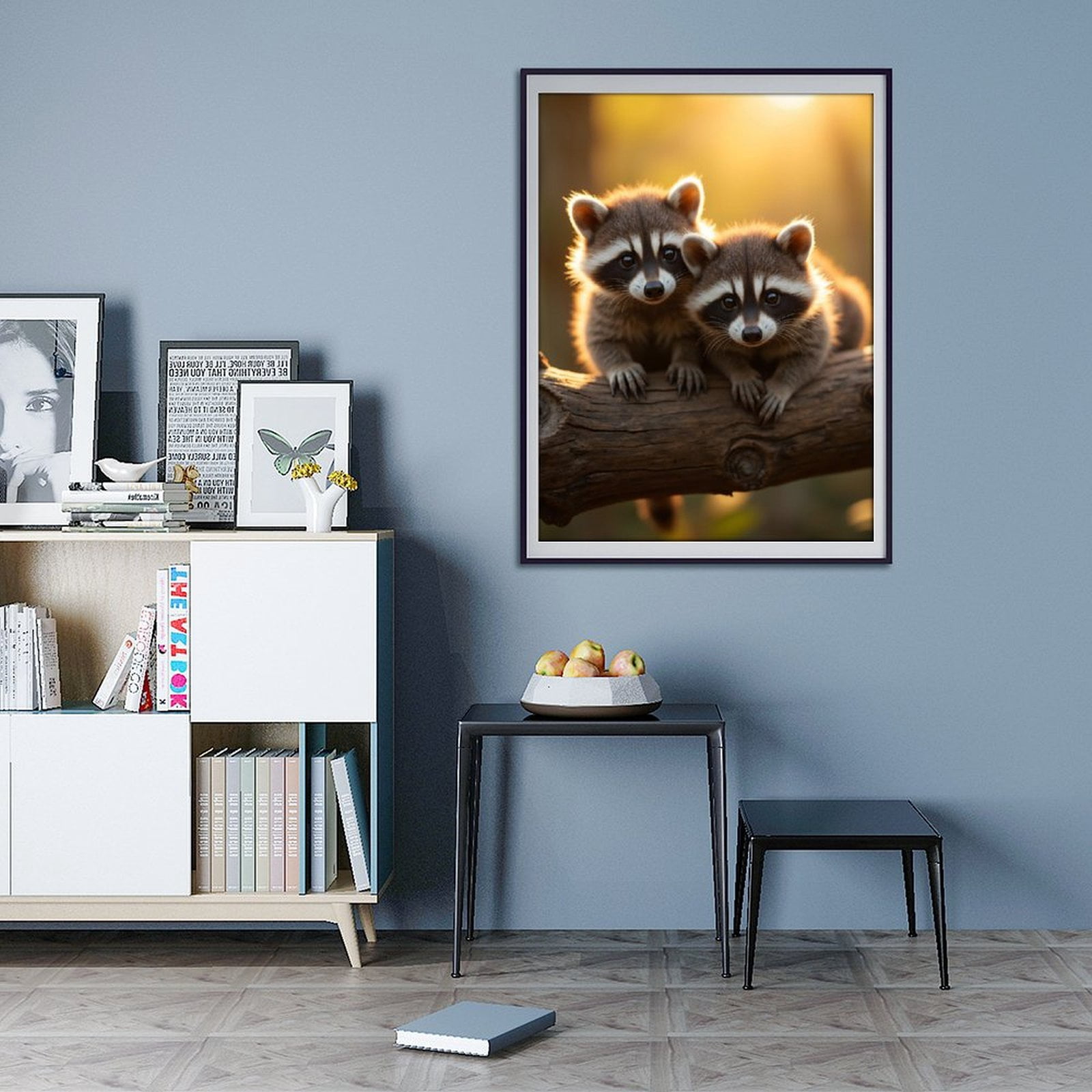 Diamond Art Kit for Adults, Adorable Raccoon Pair Sunlit Branch Diamond Painting for Adults Beginners, DIY Diamond Art Painting Kits, 5D Diamond Painting Crafts for Home Decor 12x16 Frameless
