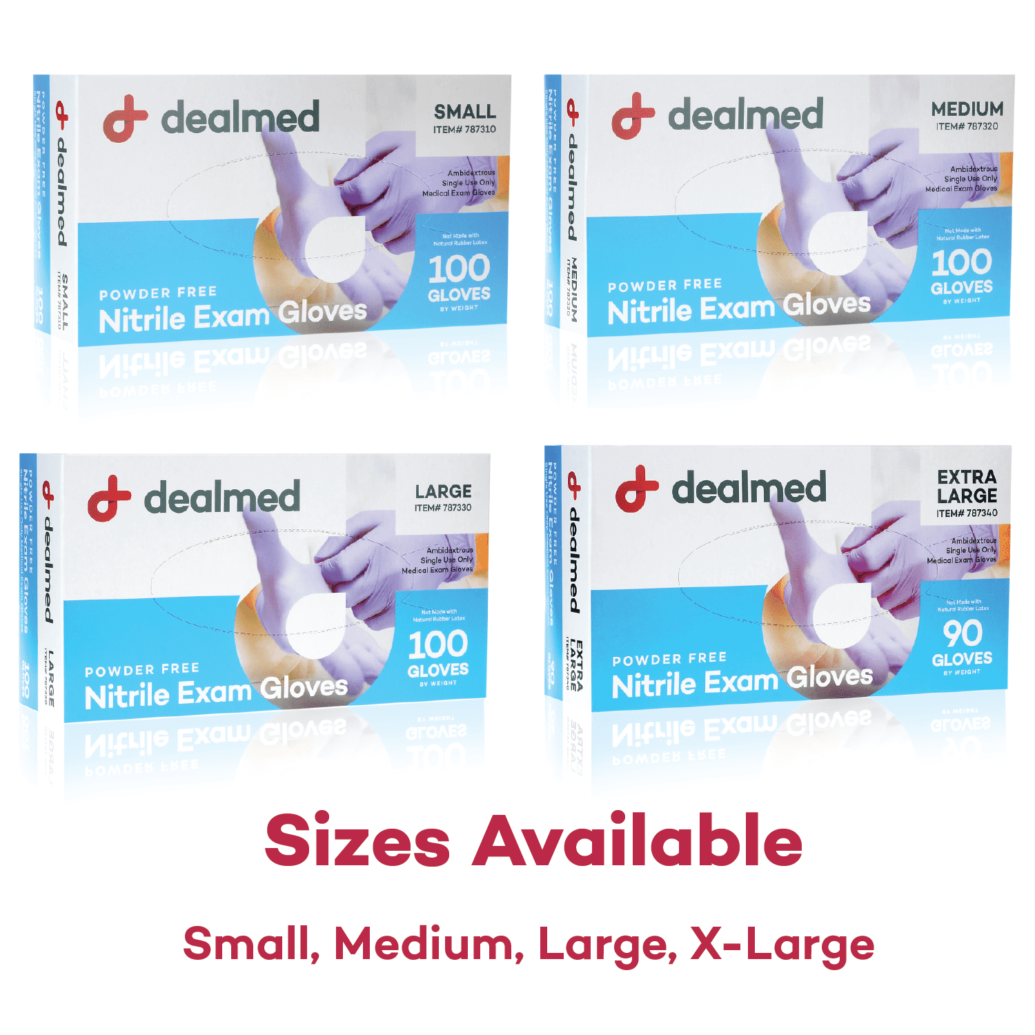 Dealmed Nitrile Exam Gloves – 100 Count Disposable, Non-Irritating, Latex Free Gloves, Multi-Purpose for First Aid and Medical Facilities (Medium, Case of 10)