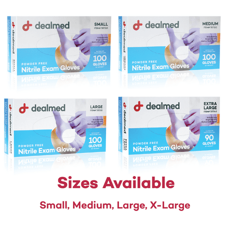 Dealmed Nitrile Exam Gloves – 100 Count Disposable, Non-Irritating, Latex Free Gloves, Multi-Purpose for First Aid and Medical Facilities (Small, Pack of 1)