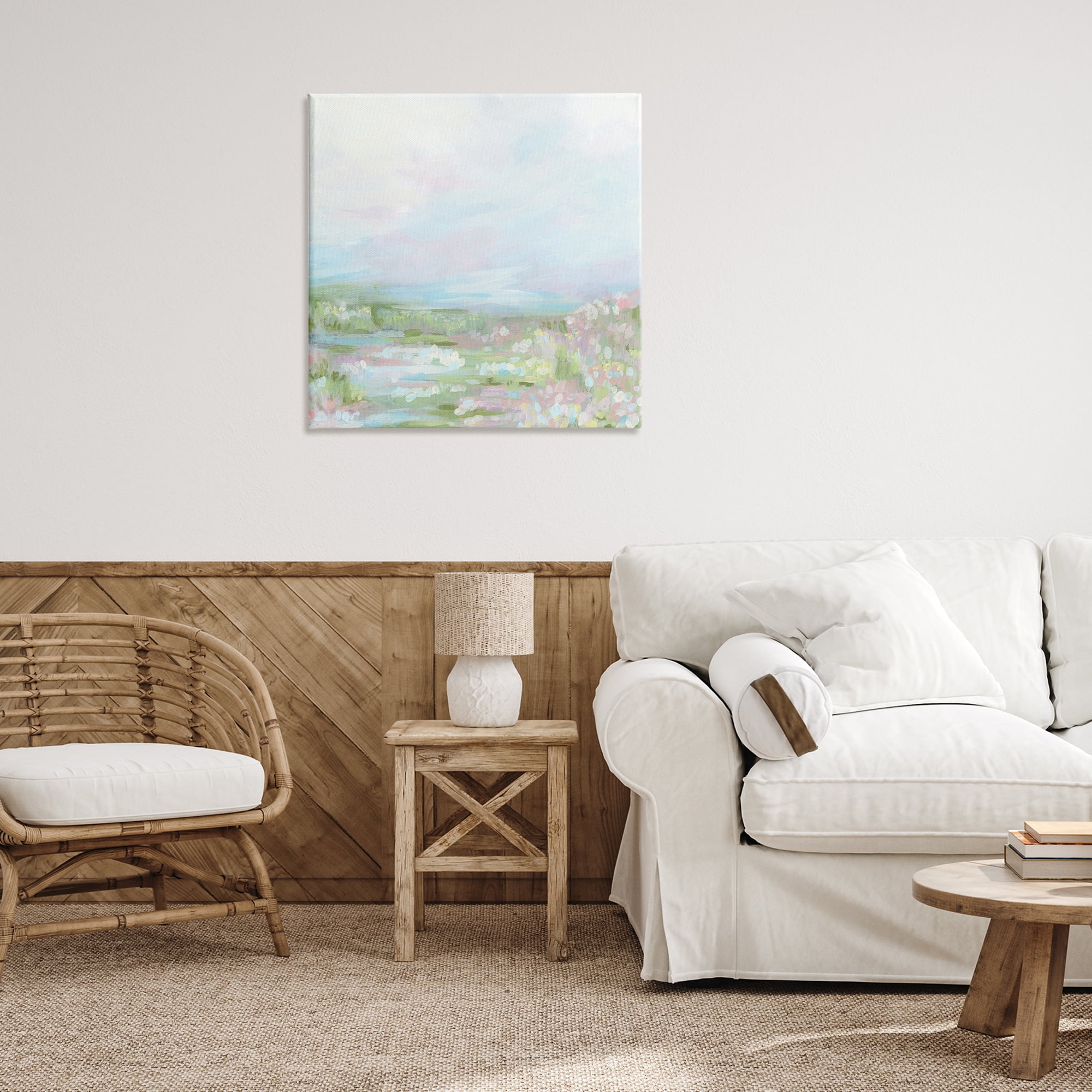 Stupell Industries Pastel Soft Landscape Landscape & Nature Painting Wrapped Canvas Art Print Wall Art, 30 x 30