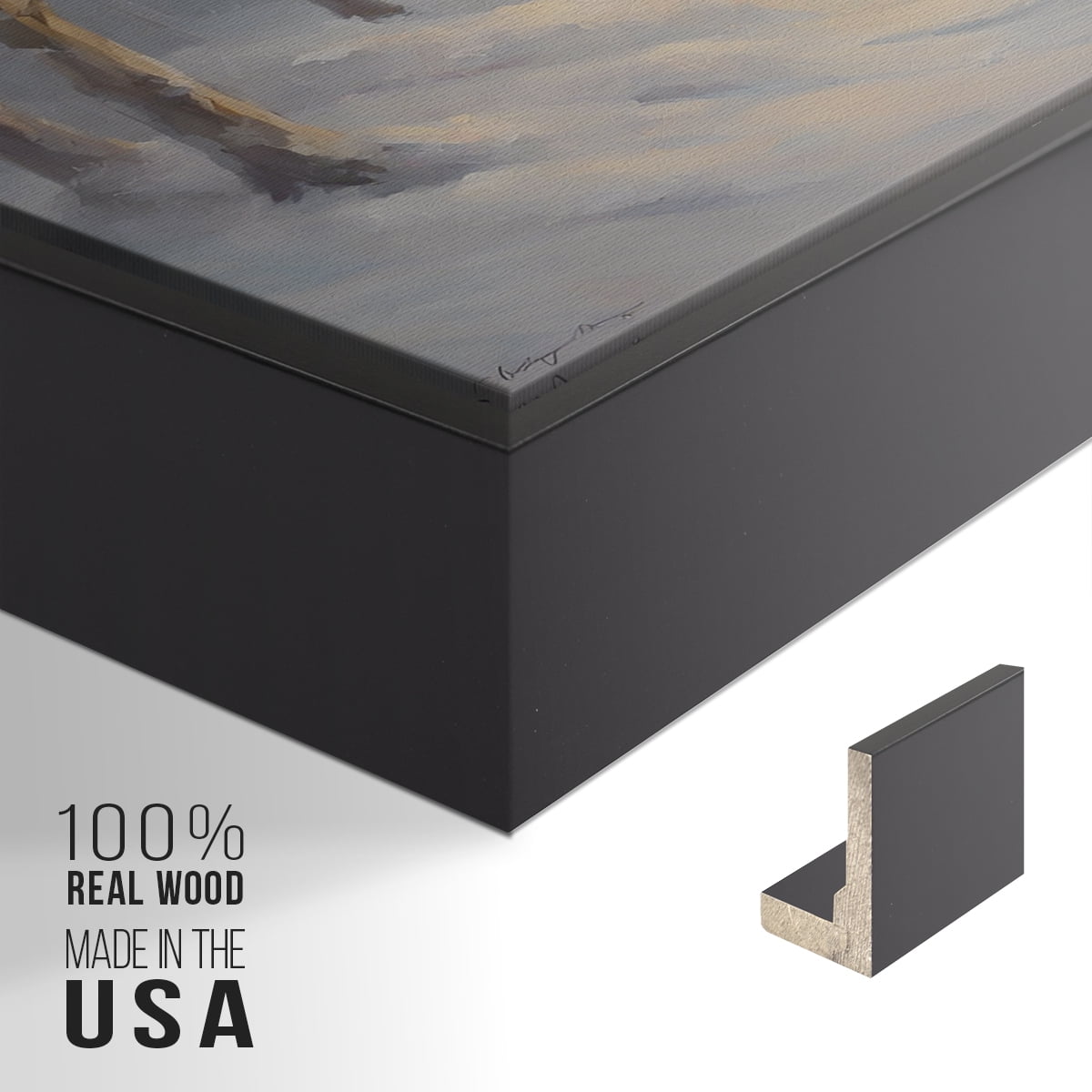 Vintage Landscape-CXCI By Wexford Home Framed in Black Wood Gallery Wrapped Canvas 25 in. x 37 in.